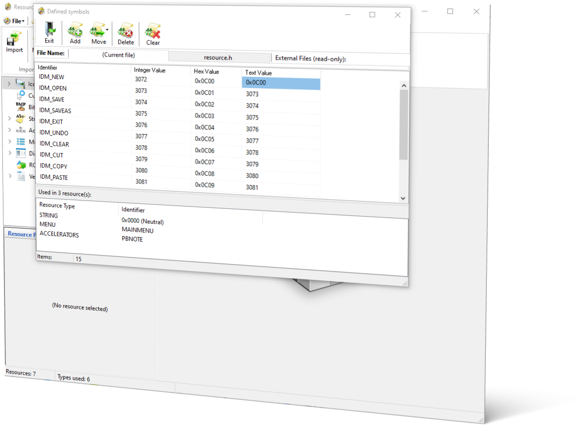 Resource Builder: Defines Editor